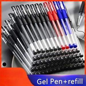35/25pcs 젤 펜 세트 학교 용품 검정 파랑 빨강 잉크 색상 0.5mm 볼펜 Kawaii PenWriting 도구 학교 OfficeStationery