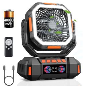 40000mAh 캠핑 팬 충전식 데스크탑 휴대용 공기 순환기 무선 천장 선풍기 보조베터리 LED 조명