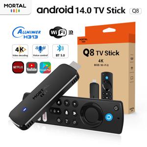 Andriod14 TV 스틱 음성 제어 극장 WIFI6 블루투스 4K 비디오 Allwinner H313 무료 라이브 TV 셋톱 박스 2G8G16G Mortal Q8