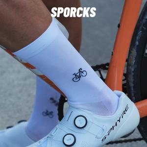 Sporcks 자전거 패턴 사이클링 양말 봄과 여름 남성 및 여성 도로 사이클링 스포츠 트렌디 통기성 고탄성 내마모성 중간 종아리 양말
