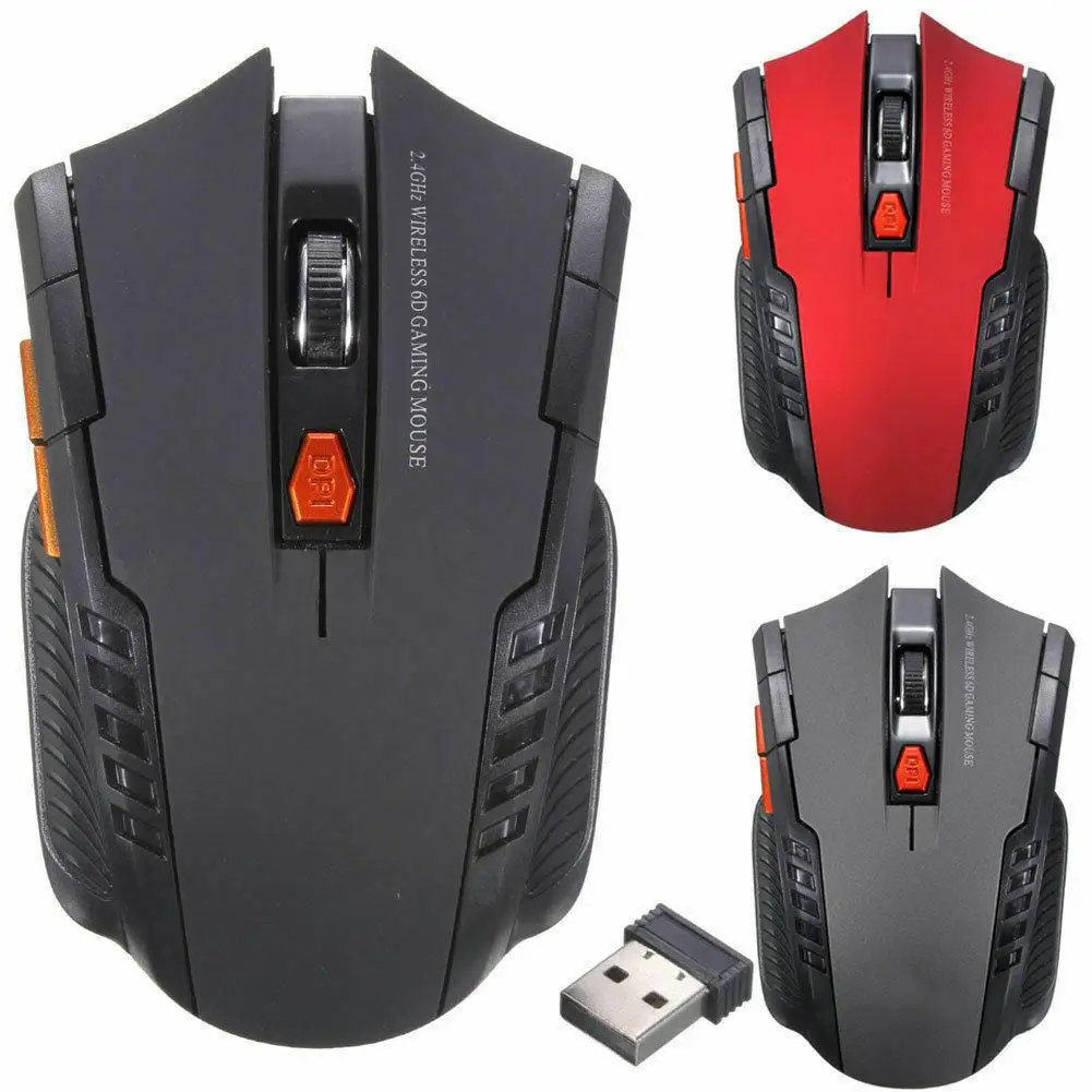PC 노트북용 2.4Ghz 미니 무선 광학 게이밍 마우스 및 USB 수신기 1200dpi