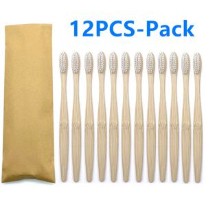 12PCS 혼합 색상 대나무 칫솔 친환경 나무 칫솔 부드러운 강모 팁 숯 성인 구강 관리 칫솔