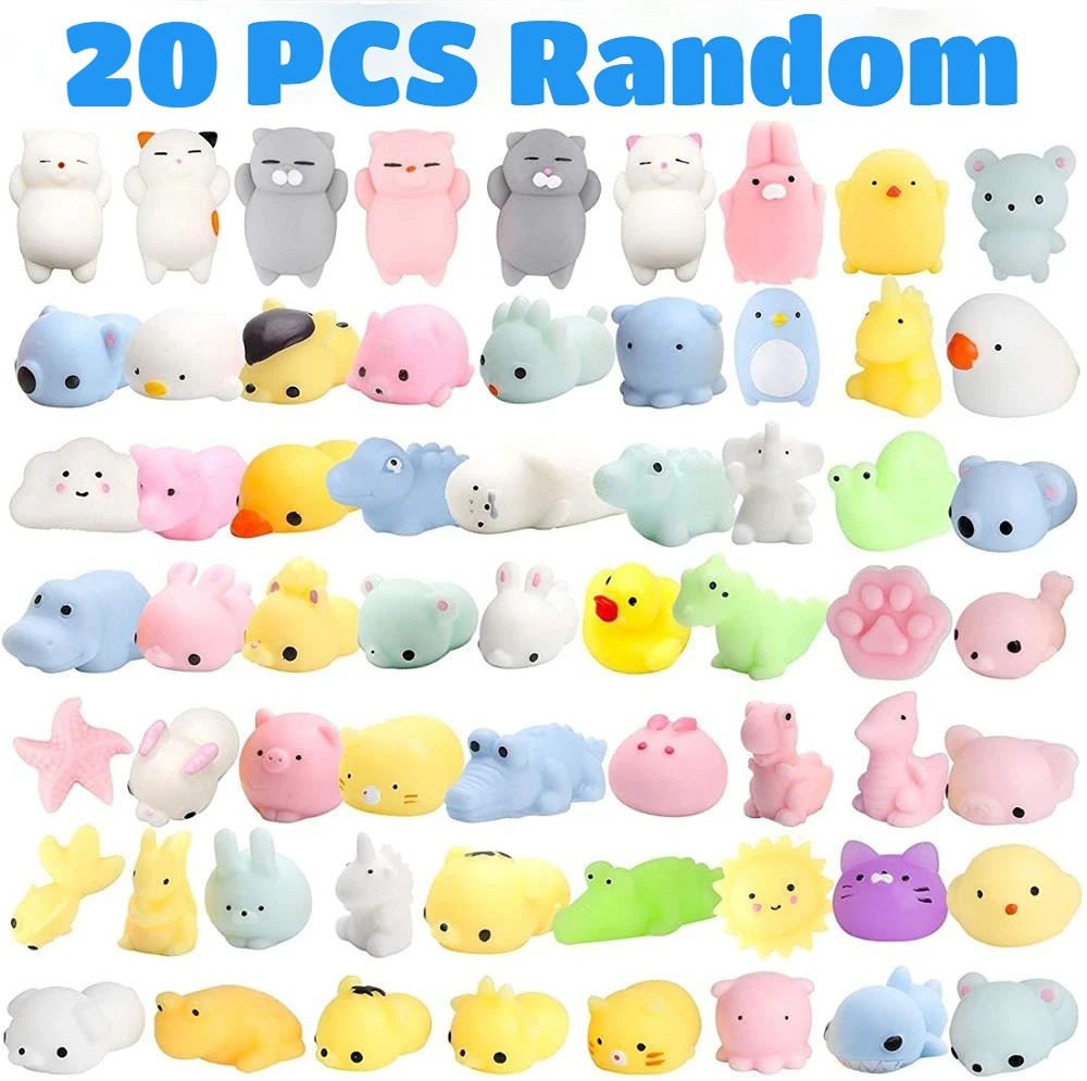 20PCS Mochi Squishies Kawaii Anima Squishy 어린이를위한 장난감 Antistress Ball Squeeze Party는 스트레스 릴리프 장난감을 선호합니다 생일 선물