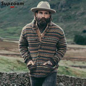 Supzoom 남성 캐주얼 싱글 브레스트 단추 스웨터, 턴다운 칼라, 레귤러 코튼 가디건, 탑 패션, 2023 신상