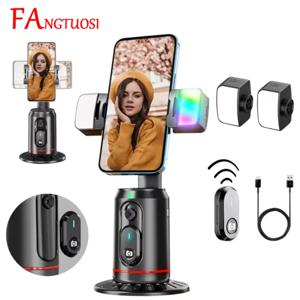 FANGTUOSI 360 회전 후속 짐벌 안정기 모노 포드 데스크탑 추적 짐벌 (전화 용 리모컨 포함) Tiktok 라이브 사진