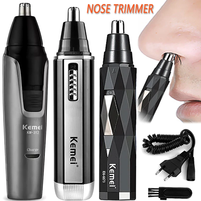 Kemei 2in1 충전식 코 헤어 트리머 수염 트리머 코 및 귀 클리너 제모 기계 용 남성용 눈썹 코 트리머