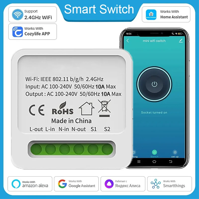 스마트 Wifi 스위치 스마트 홈 조명 스위치 모듈 2 웨이 제어 Cozylife APP Alexa Google 홈 Alice Smartthings와 함께 작동