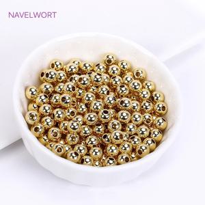 2/2.5/3/4/5/6mm 18K 골드 도금 루즈 비즈 팔찌 용 황동 라운드 스페이서 비즈 결과 만들기, 보석 용 액세서리