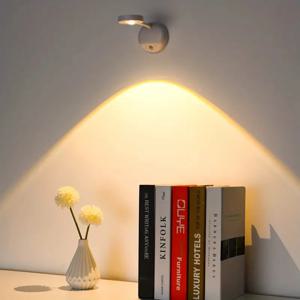 180 ° 회전 LED 벽 램프, 인체 감지 야간 조명, 3 밝기 레벨 스포트라이트, 연구 복도 캠핑 예술적 장식