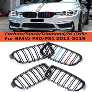 전면 Refiting 레이싱 그릴 탄소 섬유 M 컬러 그릴 신장 BMW 3 시리즈 F30 F31 F35 2012-2019 320i 328i 330i 액세서리