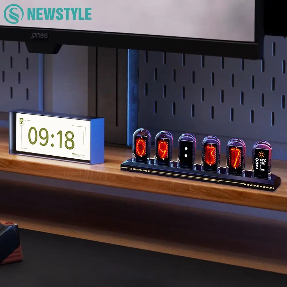 IPS 양자 시계 야간 조명 RGB 글로우 컬러 블루투스 App 제어 DIY 스크린 디지털 튜브 시계 침실