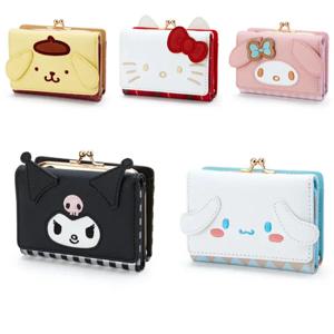 Sanrio 헬로 키티 가방 Kawaii Cinnamoroll My Melody Kuromi 캐주얼 패션 PU 가죽 지갑 귀여운 접이식 카드 가방 생일 선물