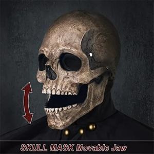 할로윈 라텍스 마스크, 해골 마스크, 공포 장식, 풀 헤드 해골 마스크, 헬멧 이동식 턱 마스크, 선물 파티 코스튬 마스크