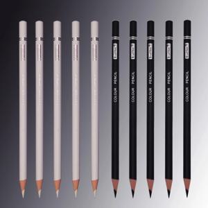 6pcs 블랙 화이트 컬러 연필 아티스트 및 초보자 미술을위한 영구 컬러 드로잉 연필 오일 기반 나무 컬러 연필