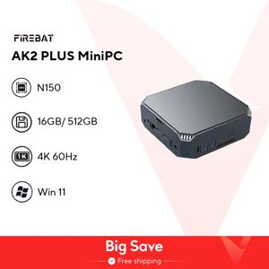 FIREBAT AK2 플러스 미니 PC, 인텔 N100, 듀얼 밴드, WiFi5, BT4.2, 데스크탑 게이밍 컴퓨터, 미니 PC 게이머, 16GB, 512GB