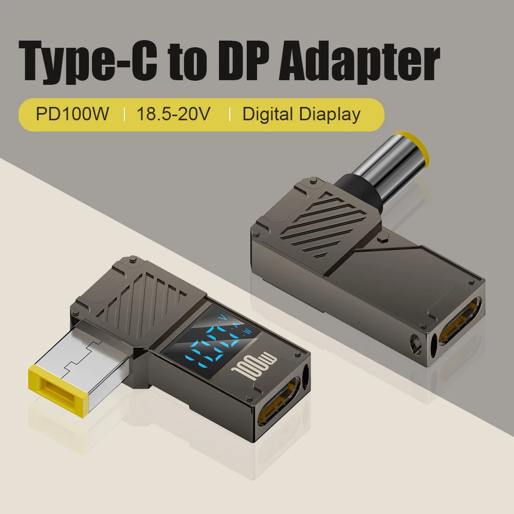 레노버 씽크플러스 HP 델용 전원 충전기 커넥터 팁, PD100W C타입-DC 플러그 컨버터, USB C-DC 노트북 충전 어댑터
