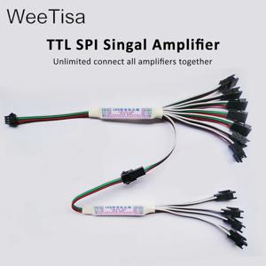 미니 TTL 픽셀 LED 신호 증폭기 DC 5V 12V 24V WS2811 WS2812B SK6812 3pin 주소 지정 가능 RGBIC 경마 LED 스트립 조명