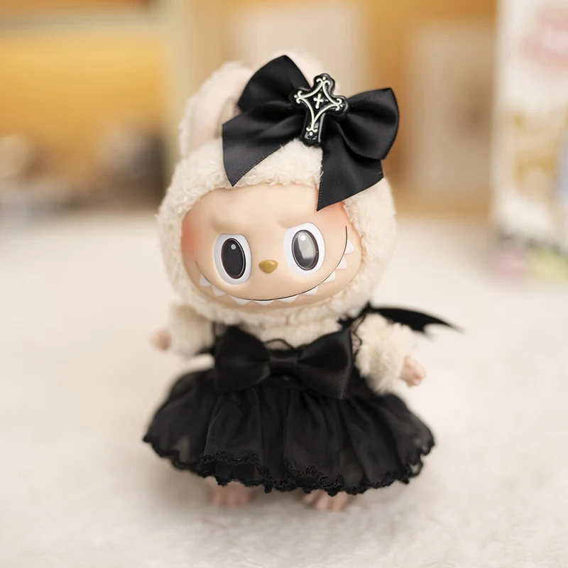 17cm 뜨거운 Labubu 인형 옷 패션 의류 귀여운 검은 악마 웨딩 드레스 17cm 인형 옷 인형 액세서리 수집 선물