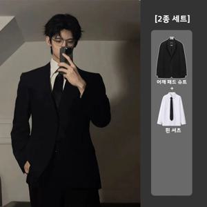 숄더 패드 남성 수트 재킷 카라 스타일 봄 가을 학생 고급스러운 느낌 스몰 웨스턴 수트 DK 유니폼 세트 교복