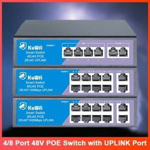 4/8포트 POE 이더넷 스위치 빠른 RJ45 업링크 포트 지원 100Mbps 48V POE 네트워크 스위치 CCTV IP 카메라 무선 AP 라우터
