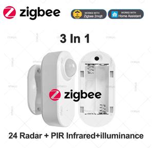3 In 1 Zigbee 인간 존재 센서 24G MmWave 레이더 탐지기 + PIR 모션 감지 + 조도 감지 Z2M 용 홈 오토메이션