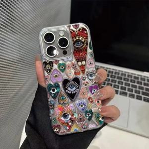 성격 사랑 페인트 전화 케이스 iPhone 16 Pro 15 Pro Max 14 Plus 13 12 11 Pro 16E XS Max XR 7 8 드롭 보호 커버