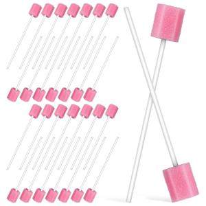 250 Pcs 일회용 구강 관리 면봉 핑크 스폰지 입 청소 치과 스폰지 스틱 음식 잔해물 점액 치아 감도 제거