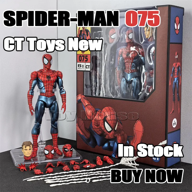 새로운 Ct 장난감 스파이더 맨 Mafex 075 그림 Anazing Spiderman Comic Ver Mafex 185 액션 피규어 입상 모델 장난감 어린이 선물