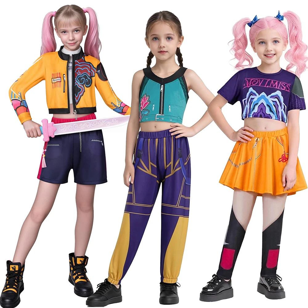 소녀 Zoey 코스프레 걸 그룹 Rumi Kids Costume Mira 복장 좋아하는 무대 공연 의류 할로윈 애니메이션 영화 드레스