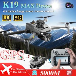 2025 신형 K19Max RC 드론 8K HD 카메라 5G GPS 광학 흐름 360도 회전 ° 소년 성인 장난감 Gif를 위한 레이저 장애물 회피 RC 헬리콥터