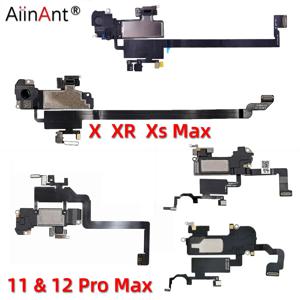 AiinAnt 100% OEM 아이폰 X Xs 11 12 Pro Max XR 미니 근접 센서 사운드 이어폰 스피커 플렉스 케이블 폰 부품