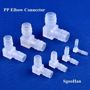 5 ~ 200pcs 4 ~ 20mm PP 팔꿈치 커넥터 수족관 탱크 피팅 공기 펌프 통풍기 파고다 조인트 정원 관개 의료 호스 조인트