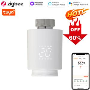 스마트 온도 조절기 TRV 라디에이터 밸브 Zigbee/WiFi Tuya 액추에이터 헤드 원격 온도 컨트롤러 음성 제어 Alexa Google 홈