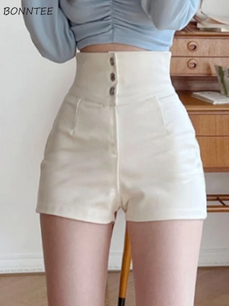 반바지 여성 클래식 스포티 한 올 매치 슬림 레저 단순 휴일 유행 스트리트웨어 디자인 Ulzzang Daily Solid Mature Folds New