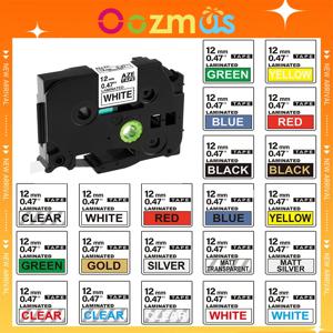 Brother 라벨 테이프 용 리본 12mm 231 631 TZe-라벨 테이프와 호환 가능 PTouch PTH110 라벨 프린터 용 흰색 바탕에 검정색 231