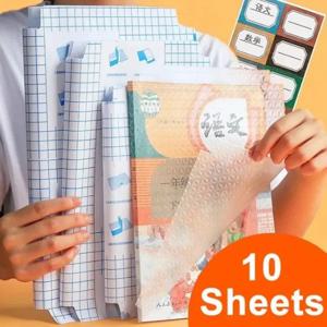 10 장 A4 투명 자체 접착 책 표지 포장지 S/M/L 방수 책 포장지 필름 무광택 투명 노트북 보호대