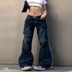 여성 클래식 갸루 일본 청바지 하라주쿠 Y2K streetwear 로우 라이즈 플레어 데님 바지 2000년대 빈티지 벨 바닥 바지 Kpop