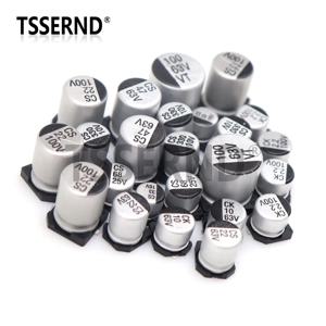 SMD 알루미늄 전해 캐패시터, 6.3V 10V 16V 25V 35V 50V, 1UF 2.2UF 4.7UF 10UF 22UF 47UF 100UF 220UF 330UF 470UF 1000UF, 10PCs