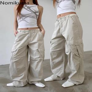 여성을위한 streetwear 캐주얼 카고 바지 2025 새로운 바지 여름 얇은 스트레이트 바지 패션 주머니 한국어 Pantalon Femme