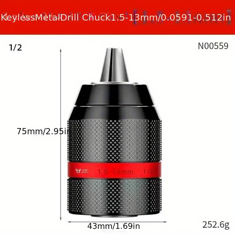 열쇠가 없는 드릴 척 퀵 체인지 변환 어댑터 1/2 Unf 마운트 2~13mm 자체 조임 스크루드라이버 드릴 비트 척
