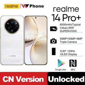 CN 버전 잠금 해제 realme 14 Pro Plus 5G Snapdragon 7S Gen 3 Octa Core 6000mAh 80W SUPERVOOC 50MP OIS 트리플 카메라 14 pro+