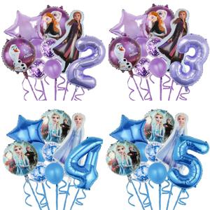 9pcs 디즈니 냉동 공주 엘사 호일 풍선 생일 헬륨 풍선 베이비 샤워 파티 글로브 아이의 장난감 선물 소녀