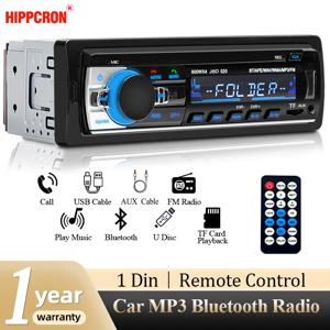 Hippcron 자동차 라디오 1din 스테레오 멀티미디어 MP3 플레이어 디지털 블루투스 FM 오디오 음악 USB 대시 AUX 입력
