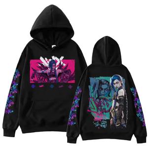 Hot Anime Jinx-Arcane 까마귀 하라주쿠 힙합 풀오버 탑 인기 음악 운동복 팬 선물