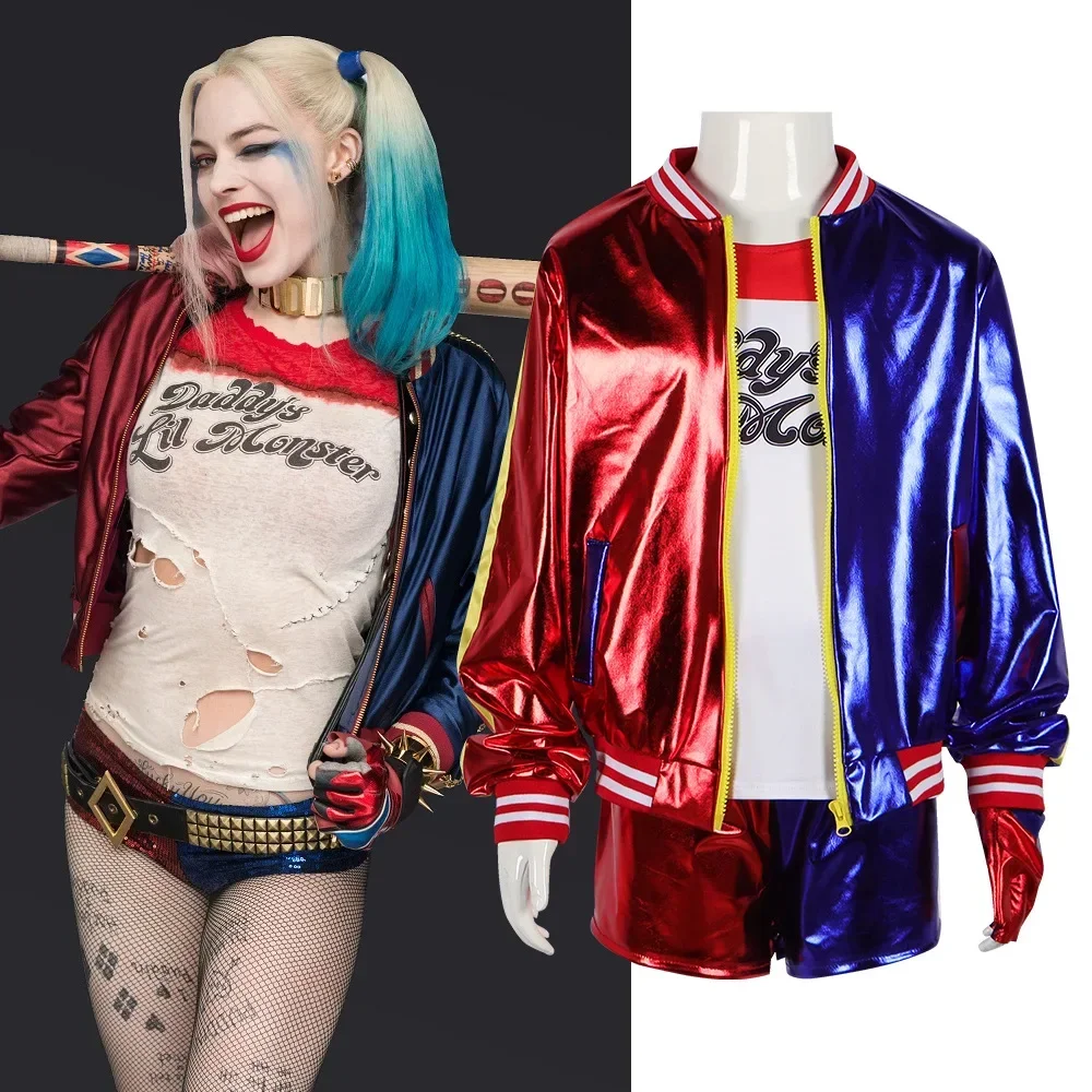 Robe Anime pour adultes, Costume pour femmes, perruque Quinn pour filles, 티셔츠, veste Joker, Costume d'halloween,