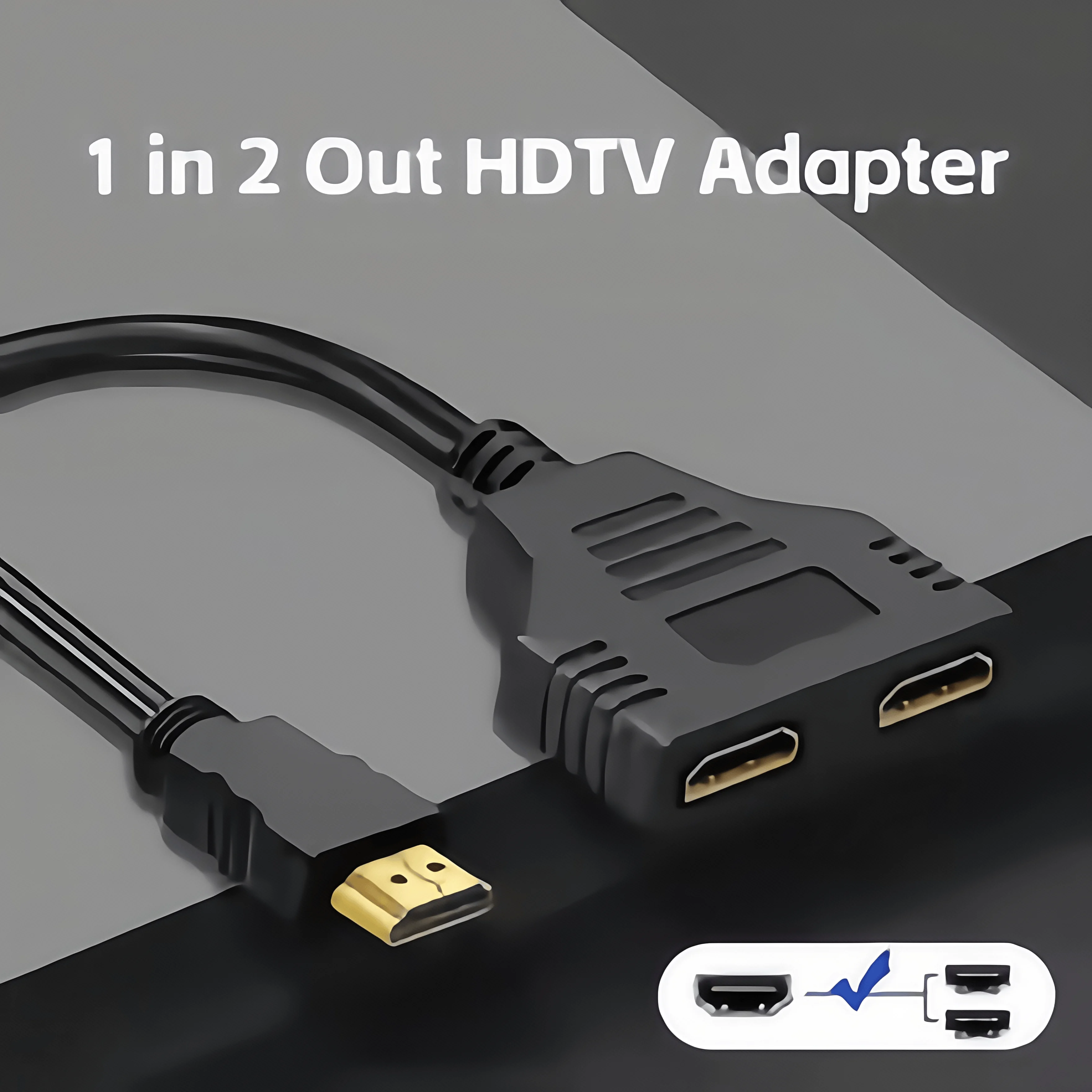 1~2 HDMI 분배기 어댑터 – 1080P HD 신호 복제기, 듀얼 모니터/TV 설정용 남성-2 여성 Y 케이블