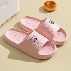 여성 슬리퍼 인쇄 귀여운 곰 만화 샌들 여름 실내 부드러운 내마 모성 미끄럼 방지 가벼움 커플 레저 신발