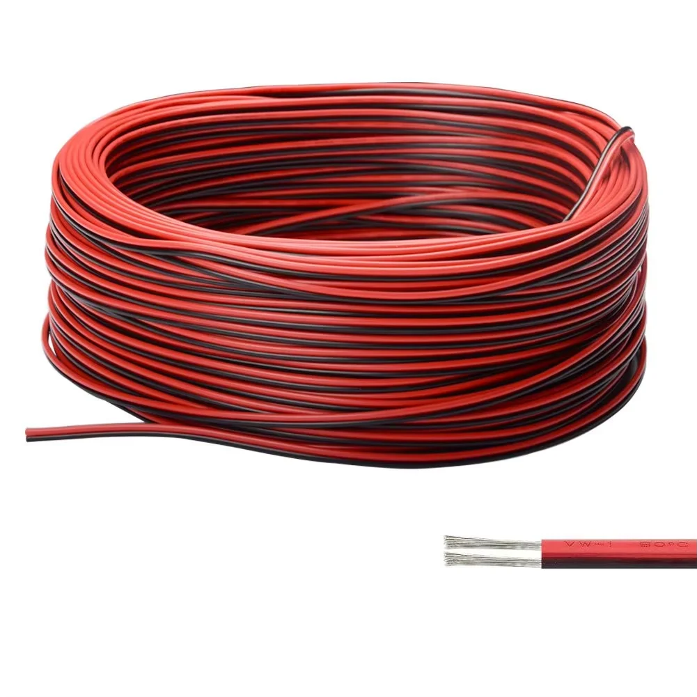 20 미터 2PIN 전선 주석 도금 구리 PVC 단색 LED 스트립 조명 연장 와이어 22AWG에 대 한 빨간색 검정색 케이블 절연