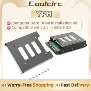Coolcirc 2.5~3.5인치 금속 SSD/HDD 어댑터 브래킷(PC 케이스 및 모바일용 SATA 포함) - 휴대용 하드 드라이브 장착 키트