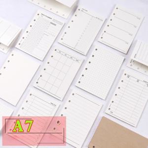 A7 50매 루스 리프 노트 리필 나선형 바인더 내부 페이지 주간 월간 할 일 라인 그리드 내부 종이 문구